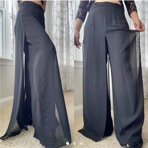 JBS Ltd Vintage Palazzos High Waist Sheer Split/Slit High Rise Waist Wide Flare